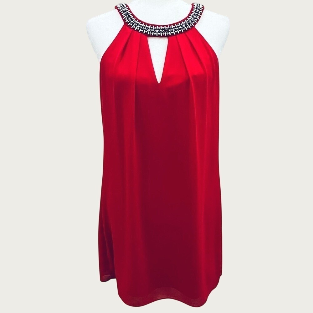IN San Francisco Sleeveless Mini Dress Embellished Neckline Cocktail Party Small